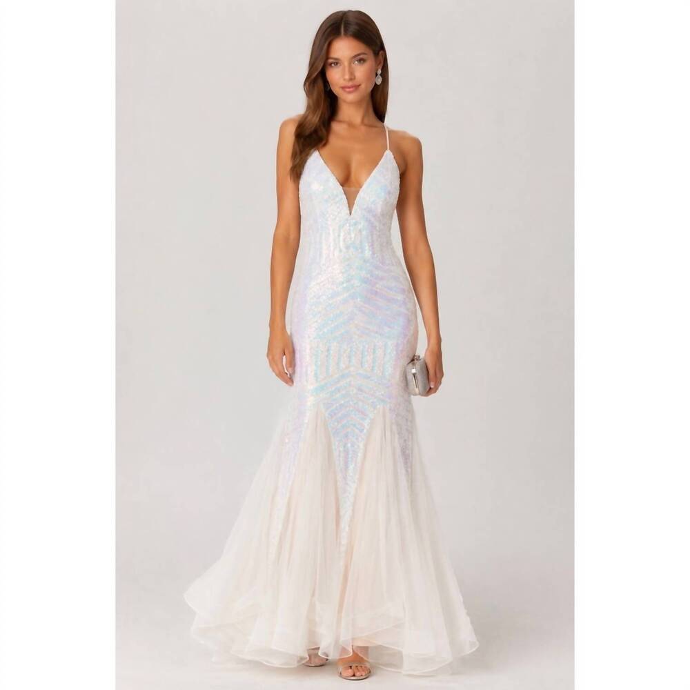 NEW JASZ COUTURE sequin mermaid gown in white